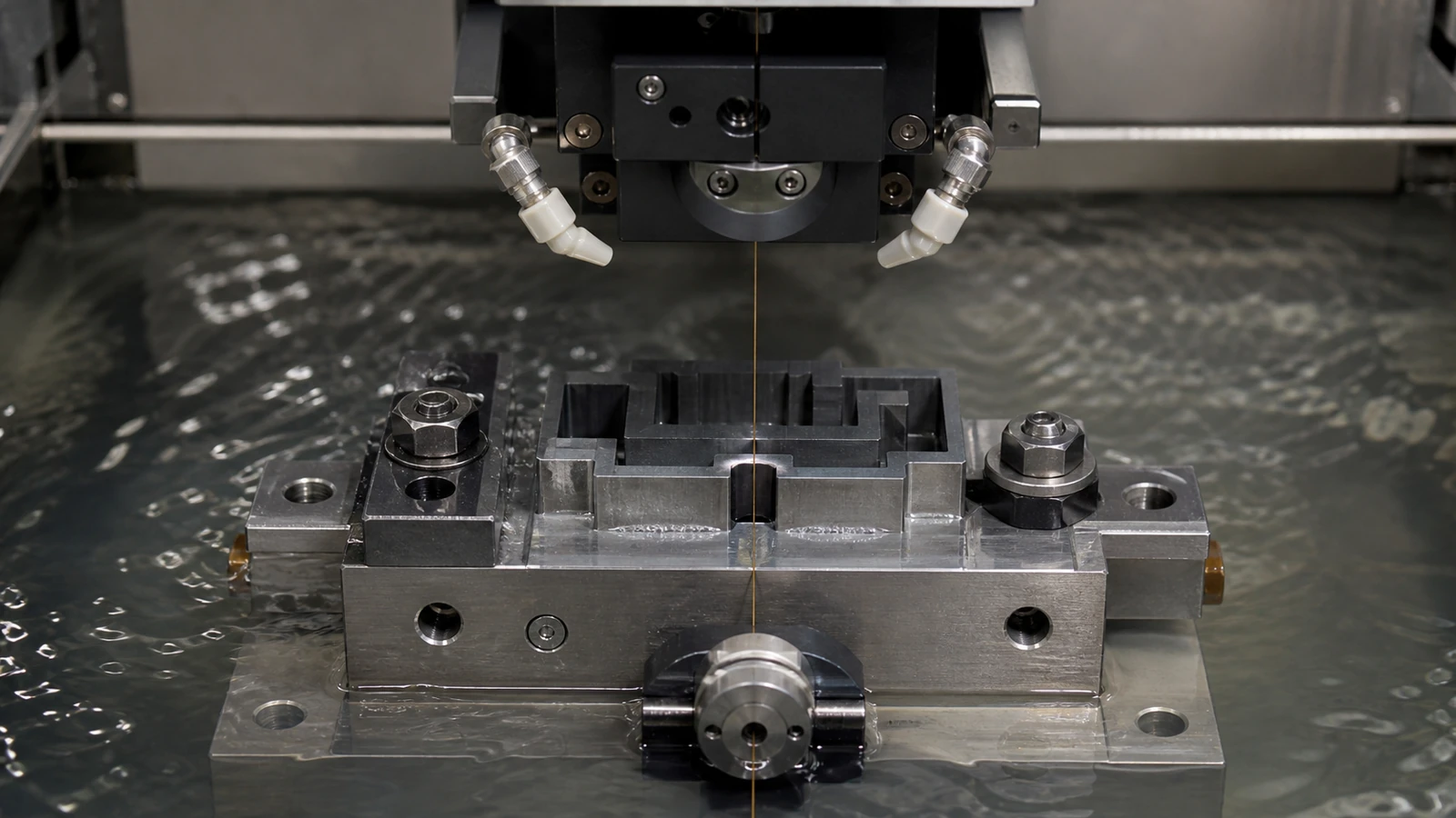 Wire EDM cutting a precision profile in hardened tool steel